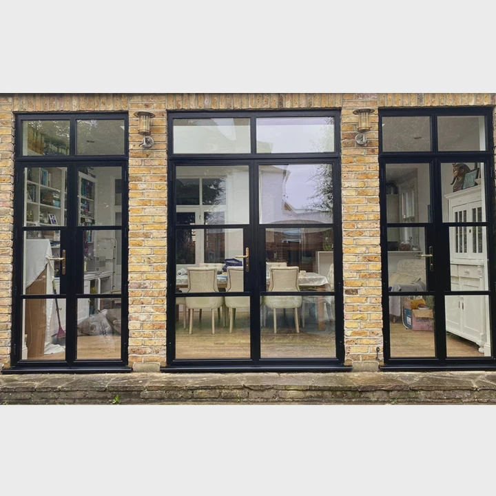 Black Steel Low-E Glass Doors And Windows